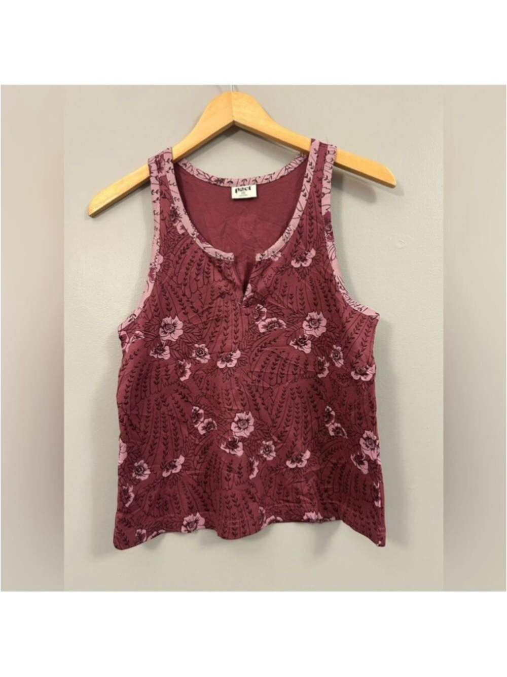Pact Purple Floral XS Tank Top Organic Cotton